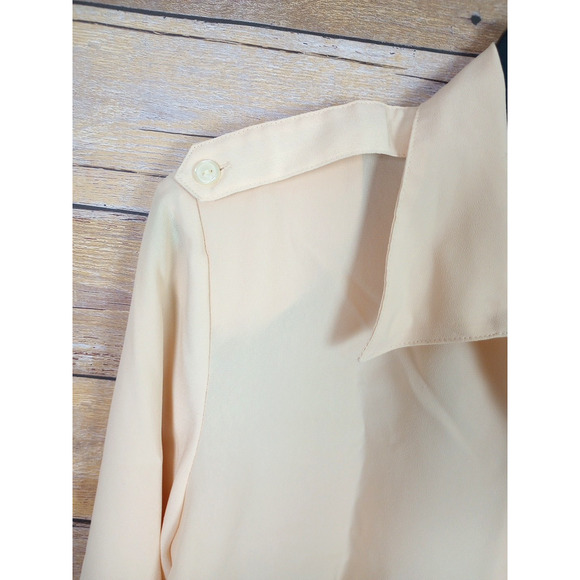 Vintage Impression Women Shirt Petite Medium Light Yellow Long Sleeve Button Up - Picture 3 of 6